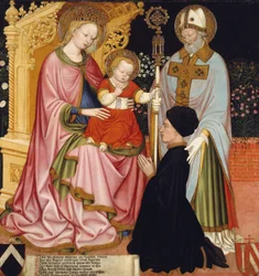 Madonna mit Kind und dem Stifter Pietro de Lardi, präsentiert von Heiligem Nikolaus, ca. 1420-30